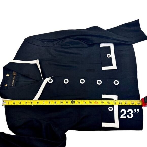 NWT Classiques Entier Vintage Blazer Black w/White Trim 100% Linen Size Med - Picture 7 of 9